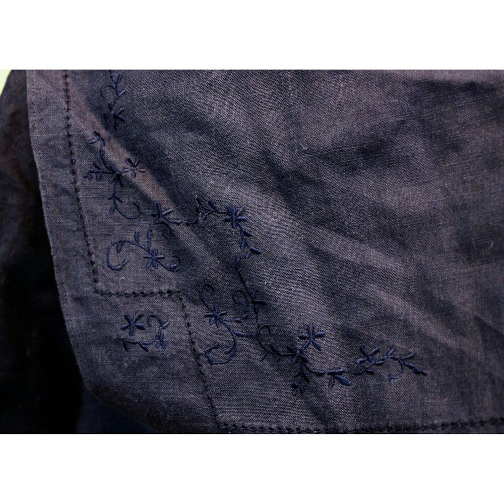 Vtg 1980s Lanz Navy Blue Sailor Style Dress sz 14 Traditional Embroidered Linen - Picture 8 of 10